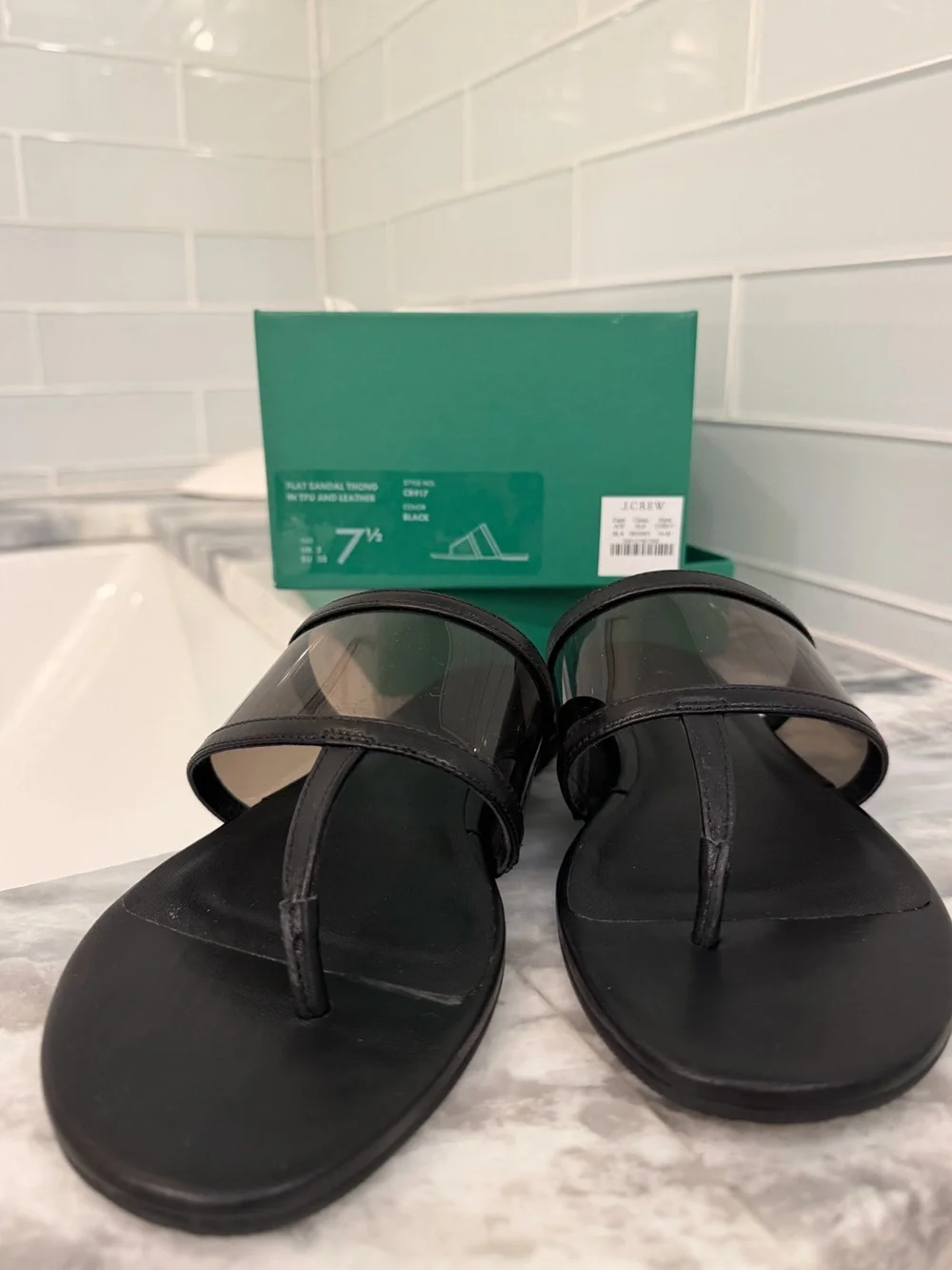 NWT JCrew Audrey Jelly and Leather Thong Sandals in size 7.5